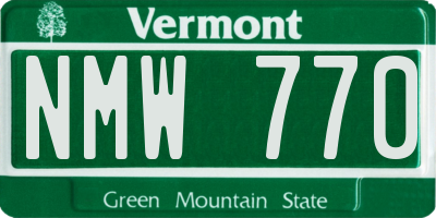 VT license plate NMW770