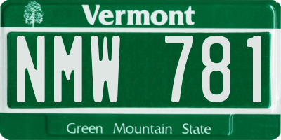 VT license plate NMW781