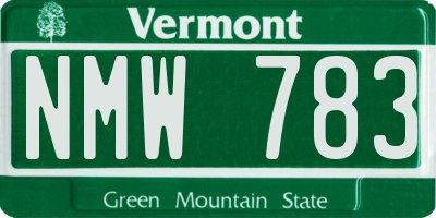 VT license plate NMW783