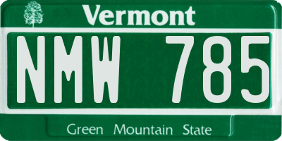 VT license plate NMW785