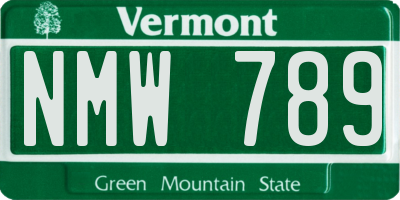 VT license plate NMW789