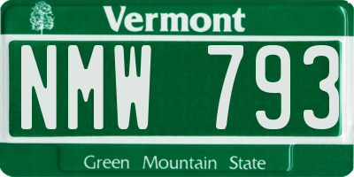 VT license plate NMW793
