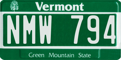 VT license plate NMW794