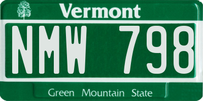 VT license plate NMW798