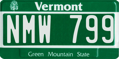 VT license plate NMW799