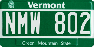VT license plate NMW802