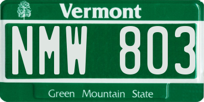 VT license plate NMW803