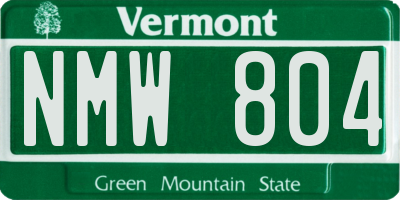 VT license plate NMW804