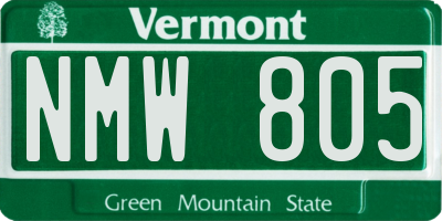 VT license plate NMW805