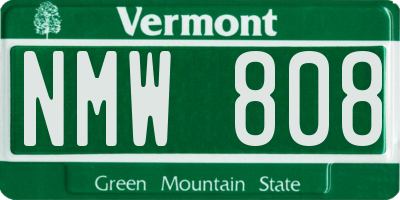 VT license plate NMW808