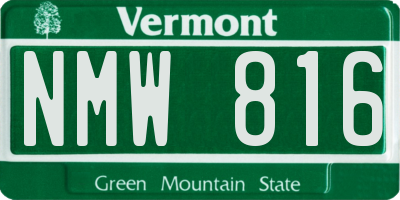 VT license plate NMW816