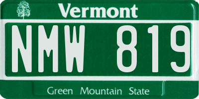 VT license plate NMW819