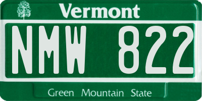 VT license plate NMW822