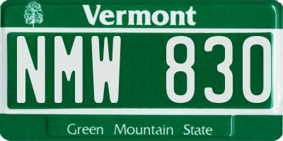 VT license plate NMW830