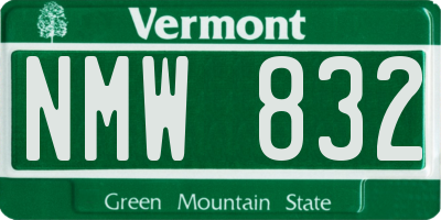 VT license plate NMW832