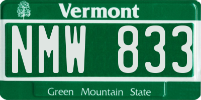 VT license plate NMW833