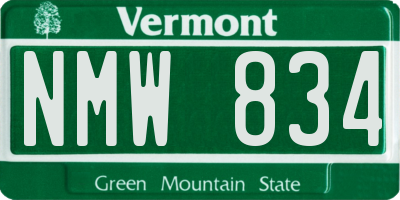 VT license plate NMW834