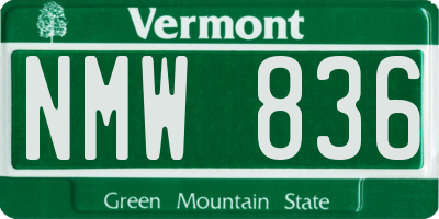 VT license plate NMW836