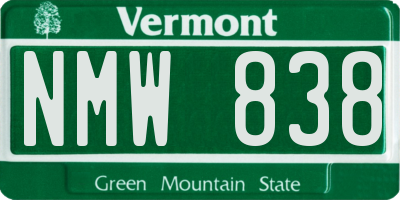 VT license plate NMW838