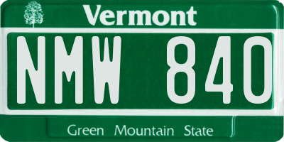 VT license plate NMW840