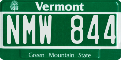 VT license plate NMW844