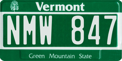 VT license plate NMW847
