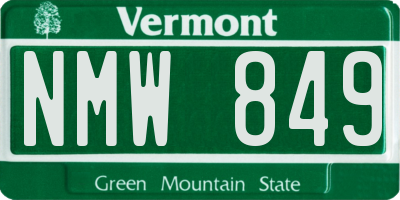 VT license plate NMW849