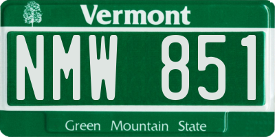 VT license plate NMW851