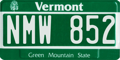 VT license plate NMW852