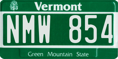 VT license plate NMW854