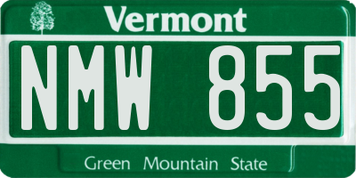 VT license plate NMW855