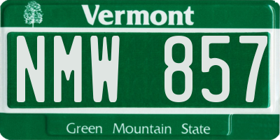 VT license plate NMW857