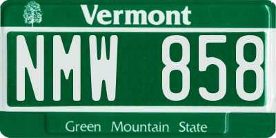 VT license plate NMW858