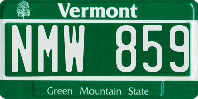 VT license plate NMW859