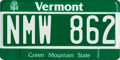 VT license plate NMW862