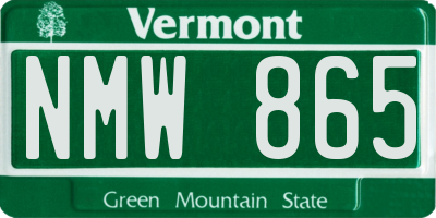 VT license plate NMW865