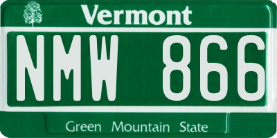 VT license plate NMW866
