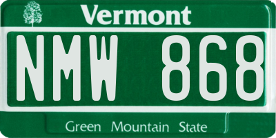 VT license plate NMW868