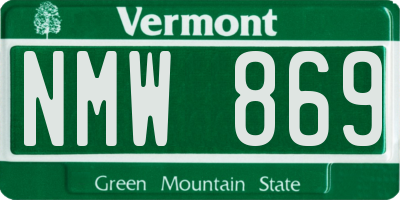 VT license plate NMW869
