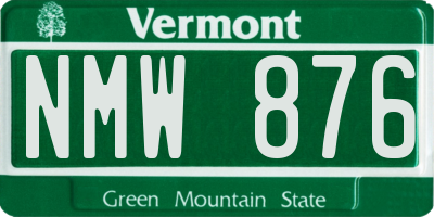 VT license plate NMW876