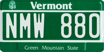 VT license plate NMW880