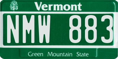 VT license plate NMW883