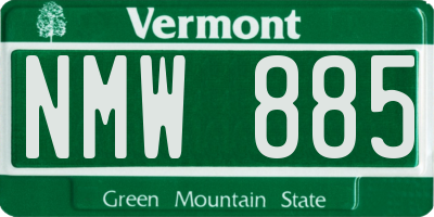 VT license plate NMW885