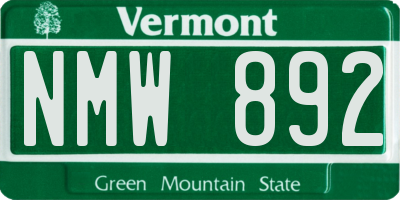 VT license plate NMW892