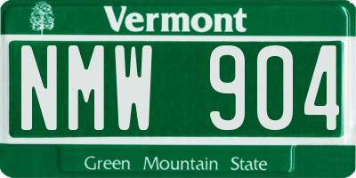 VT license plate NMW904
