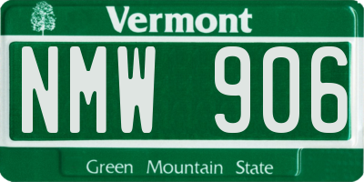 VT license plate NMW906