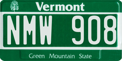 VT license plate NMW908