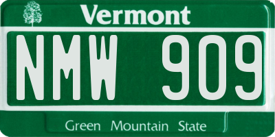 VT license plate NMW909
