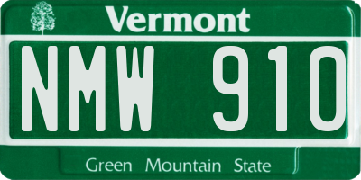 VT license plate NMW910