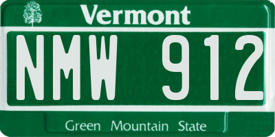 VT license plate NMW912